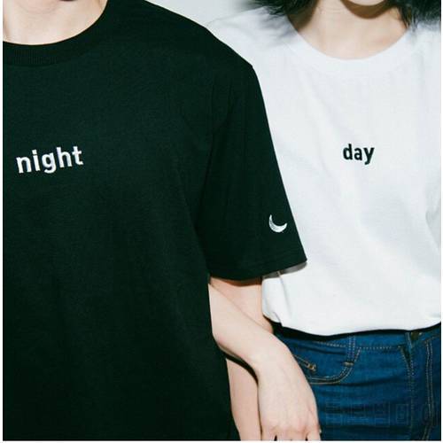 2021 summer Harajuku embroidery letter moon night day sun leisure College Wind women T-shirt