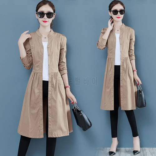 Trench coat for women office long coat Korean style fashion clothing spring women&39s coat Youth clothing thin New product B4315