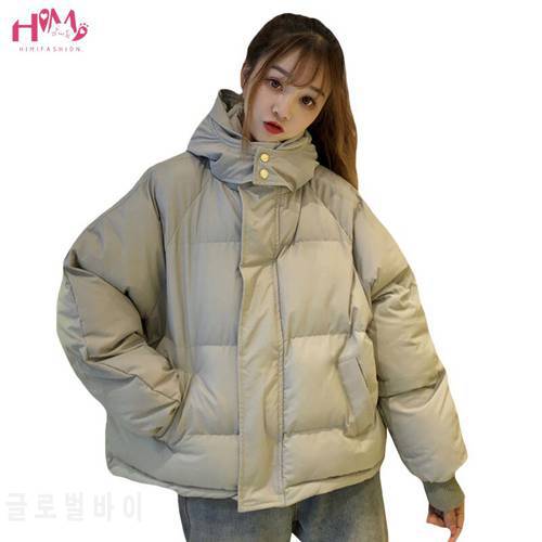 Winter Woman Coats Korean Fashions Loose Short Cotton Padded Hooded Coats Turtleneck Warm Thicken Women Parkas Outwear Jackets