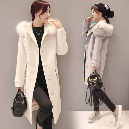 Autumn and winter new Korean women&39s fashion loose was thin plus cotton thick wool coat hooded coats