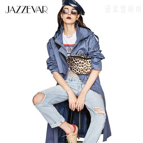 JAZZEVAR 2020 Autumn New Casual Womens Cotton X-Long Hooded Trench Coat Loose Clothing Oversized outerwear Good Quality