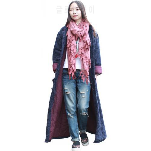 LZJN Thin Quilted Trenchcoat Women Winter Jacket Ethnic Garment Jacquard Overcoat Down Coat Manteau Femme Hiver Kaban 1499