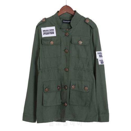 Add 4 colors military jacket women (no plaid blouse) spring autumn army green embroidery adjust waist coat chaqueta mujer C5302