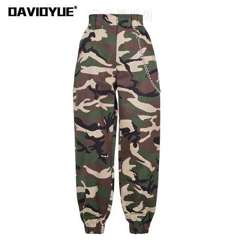 2021 Fashion Chain Military Camouflage pants women Army black high waist loose Camo Pants Trousers Street Jogger sweatpants