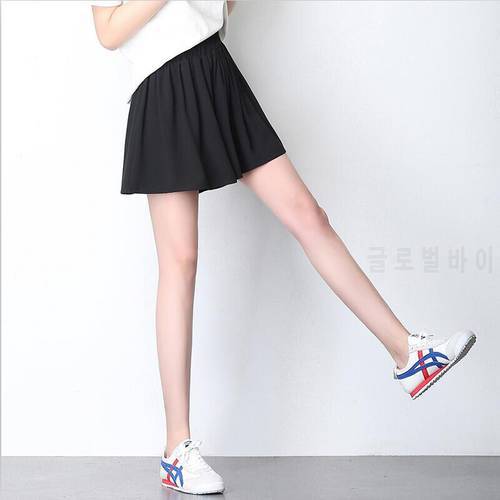 Black Chiffon Women All-Match Shorts Skirts Korean Style Elastic High Waist Wide Leg Short Pants Women Shorts -