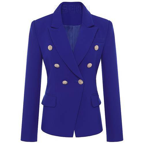 HIGH QUALITY New Runway 2022 Designer Blazer Jacket Women&39s Metal Lion Buttons Double Breasted Blazer Outer Coat S-XXXL