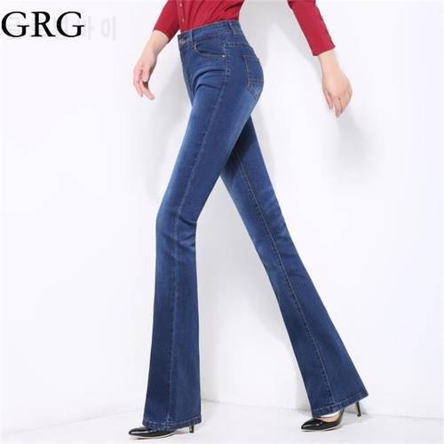 Free Shipping High Quality Women Spring Autumn Boot Cut Jeans Girls Fashion Bell-bottom Business Casual Mid Waist Flares Pants