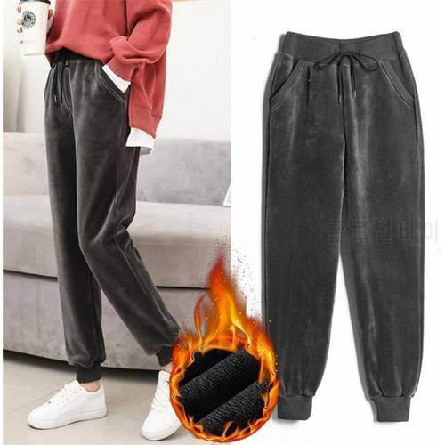 lady XL spring autumn harem pants thick fleece velvet warm leggings loose style casual fashion solid winter pant