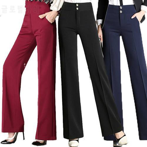 Women high waist office work trousers plus size 4XL ladies wide leg pants female soft long formal trousers calcas feminina