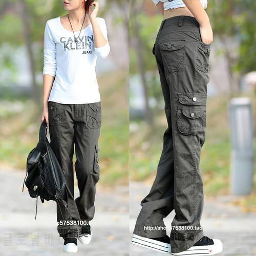 Fashion Style Full Pants Casual Jogger Cargo Pants Woman Trousers Free Shipping
