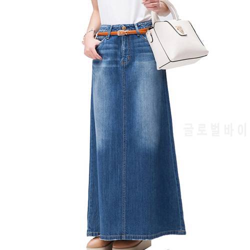 TIYIHAILEY Free Shipping Fashion Long Casual Denim Skirt Spring A-line Plus Size S-2XL Long Maxi Skirts For Women Jeans Skirts