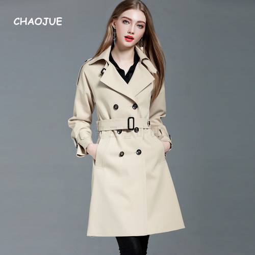 CHAOJUE Brand Europe Women Long Trench New Arrivals Elegant Slim Coat uk Ladies Loose Causal Trenchcoat Customized Coat Sales