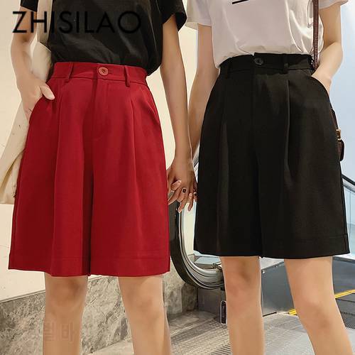 ZHISILAO Solid Capris Women Summer 2021 Female Stretch Knee Length Blaze Shorts Loose Trousers OL Office Pantacourt