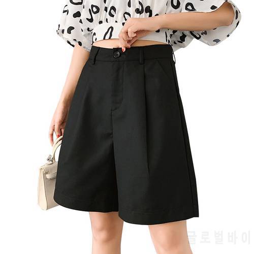 S-3XL Suits Shorts Female Harajuku High Waist Short Pants Straight Vintage Women Shorts 2020 Loose Casual Black Shorts