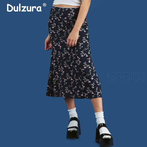 Vintage Floral Print Long Skirts Women Harejuku Brand High Waist Midi Skirt 2019 New Ruffles Loose Slim Wrap Skirt Vestido