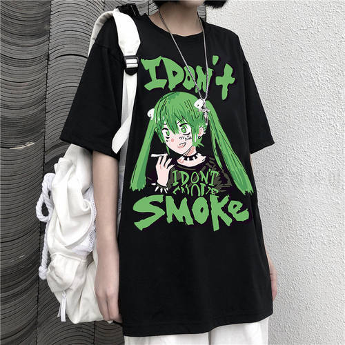 Women&39s Tops Are smke of The Dark Japanese Casual T-shirt Harajuku Dark Anime Print Loose Summer Women T-Shirt dropshipping