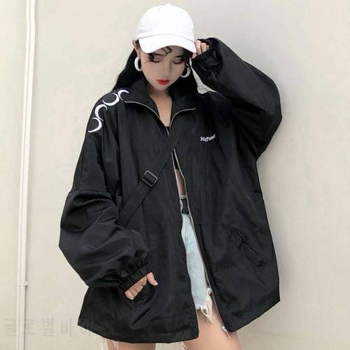 Women&39s Jacket 2020 Spring Wmen&39s Windbreaker Harajuku Gothic Moon Coat Oversized Windbreaker Outwear Baseball Jackets