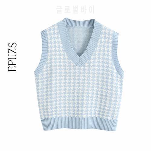 Fashion sleeveless vest sweater women pullover casual v neck knitted sweater winter cute korean sweater 2020