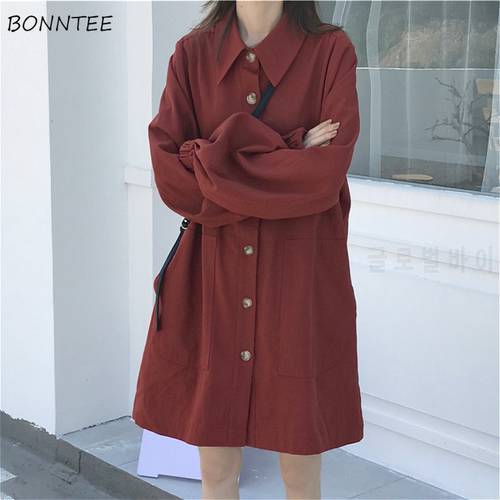 Trench Women Vintage BF Style Fashion Spring Womens Windbreaker Chic Turn-down Collar Design All-match Office Lady Outerwear New