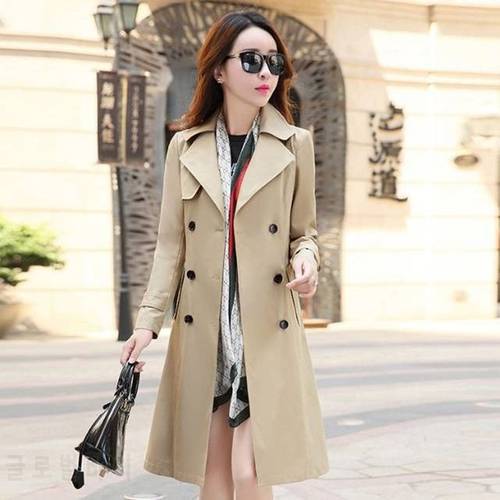 Spring Autumn Trench Coat Double Breasted Trench Coat Woman Trench Coat Long Women Windbreakers Plus Size Overcoat Woman Clothes