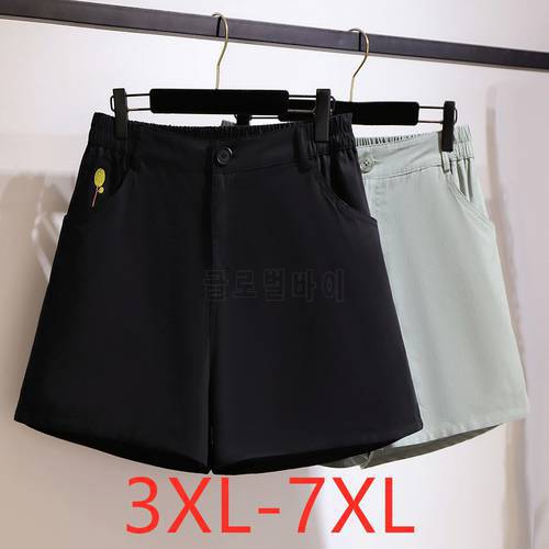 New 2021 Ladies Summer Plus Size Women Clothing Shorts For Women Large Loose Casual Wide Leg Black Pocket Cotton Shorts 7XL