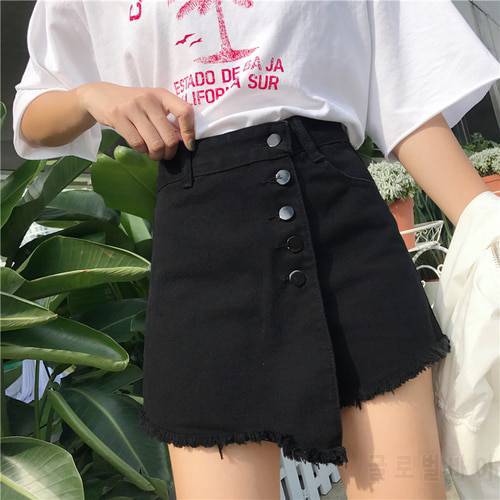 Summer Light Blue Irregular Casual College Wind Basic All Match Fashion 2021 A-line Korean Style High Waist Short Skirts