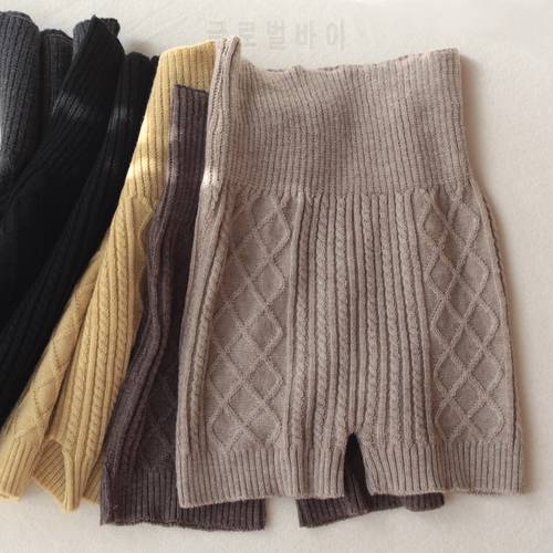 Warm Waist Short Leggings Woolen Knit Shorts Women&39s Autumn And Winter Thick High Waist Seamless Sweater Short Trousers