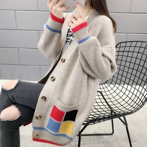 Bonjean Knitted jumper O neck Female Cardigans Autumn Winter Casual Sweaters Women Shirt Long Sleeve Loose Sweater