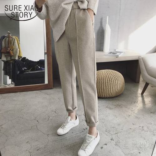 Spring Harem Pants Autumn and Winter Women Thick Pants High Waist Ankle-length Pants Female Loose Casual Straight Suit Pants