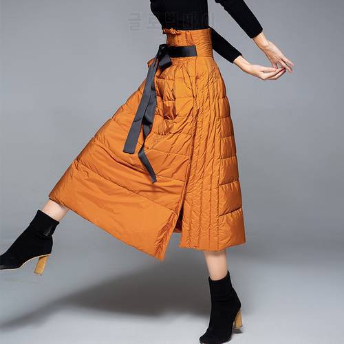 Winter new arrival Down Skirt Vent A-line warm down skirt women&39s fashion long Package Buttocks warm white duck down skirt188003