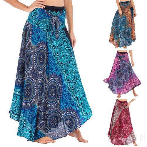 Womail Women Skirt Summer Fashion Long Hippie Bohemian Gypsy Boho Flowers Elastic Waist Floral HSkirt 2020 f10