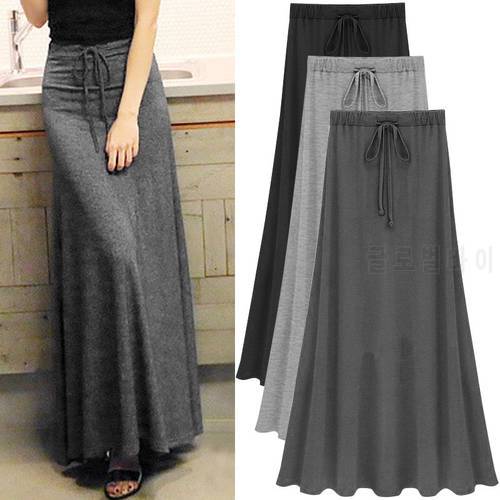 Womens Elastic Waist A-line Skirts Hip Slim Long Loose Sheds Split Skirts Women Knitted Skirts OLV1080