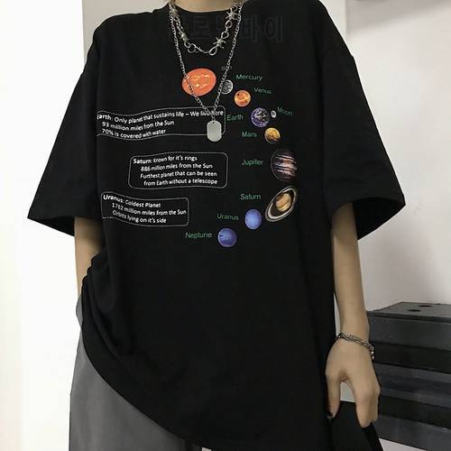 Fashionshow-JF Women Solar System T-Shirt Korean Fashion Tee Hipsters Grunge Style Shirt camisetas mujer verano 2022