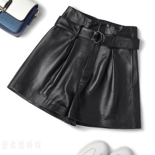 Genuine leather shorts for women high waisted plus size 2020 new fashion shorts women female trousers casual style WY20014