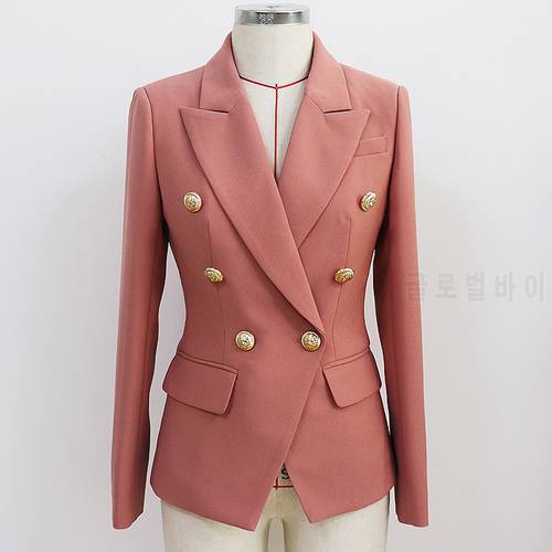 HIGH QUALITY New 2022 Runway Designer Blazer Jacket Women&39s Classic Lion Buttons Double Breasted Slim Fit Blazer Pale Mauve