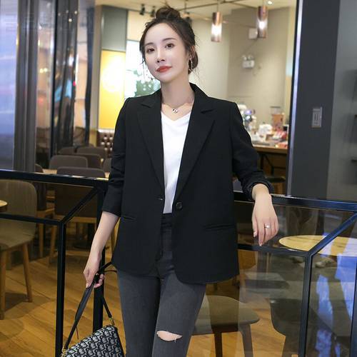 Free Shipping Spring Autumn New Style Jacket One Button Slim Black Coat Suit Women Work Wear Fashion Clohtes