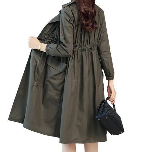 2022 Autumn New Women&39s Trench Coat Fashion Thin Loose Windbreaker Long Coats Female Vintage Casual Outerwear 3XL P612