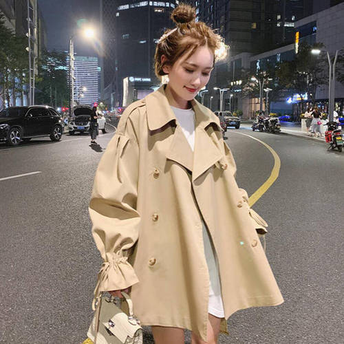 Women&39s Trench Coat Fashion Brand Casual Belt Khaki Lady Clothes Autumn 2022 Korean Lapel Outerwear Tops Oversize Windbreaker