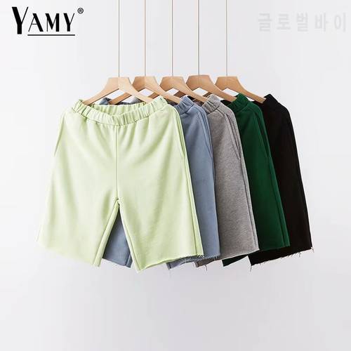 Korean loose shorts with pocket women high waist shorts vintage boy shorts for women biker shorts cotton short feminino Summer