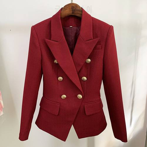 Wine Red Green Ginger Blazer Women Cotton Linen Gold Double-breasted Button Office Women&39s Blazers Jackets Suit High Quality