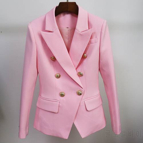 Light Pink Green Blazer Female Suits Jacket Metal Buckle Double-breasted Button Office Ladies Work Women Blazer 2022 Spring