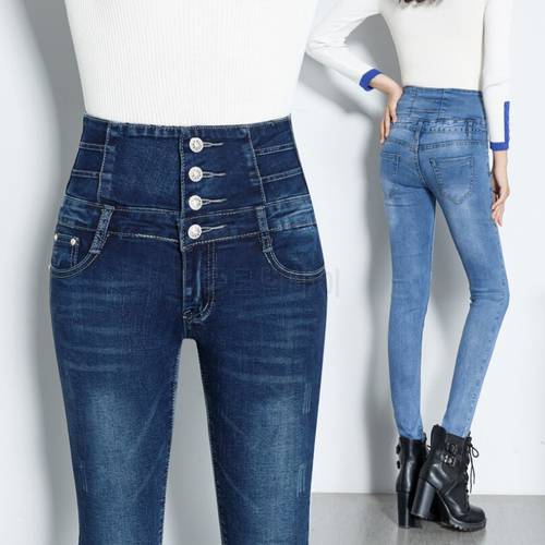 Womens skinny Jeans High Waist Fashion Slim Denim Long Pencil Pants Woman Jeans Camisa Feminina Lady Fat Trousers Clothes 34 36