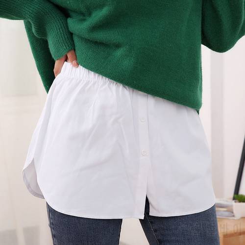 Women Decorative Skirt Solid Color A-Line Flare False Fake Hem Button Down Solid Color Elastic Waist Layered Detachable Apron
