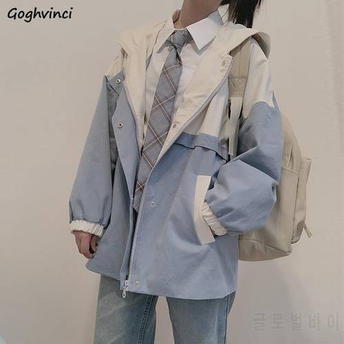 Jackets Womens Retro Loose Korean Preppy Style Ins Chic Outwear Students Sweet Fresh Hooded Coats Female Daily All-match Ulzzang