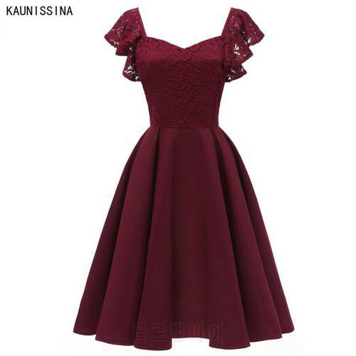 Vintage Cocktail Dresses Cap Sleeve A-Line Elegant Sweetheart Lace Party Gown Ladies Solid Homecoming Dress Formal Vestidos