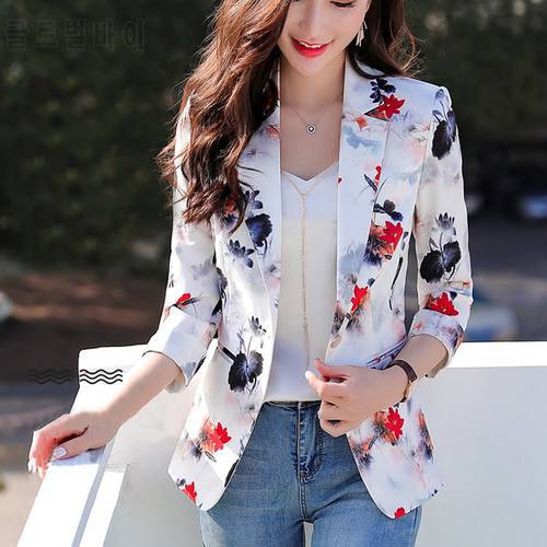 Blazer Women and Jackets 2023 Ladies Tops Button Pockets Office Lady Printing White Pink Blazer Vintage Women Pink Tops 717D