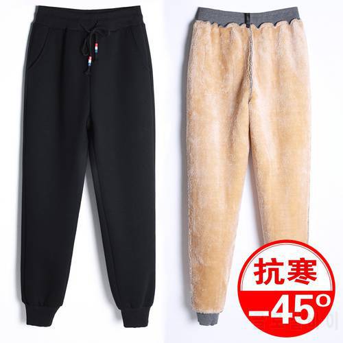 2022 New Women Winter Pant Thick Lambskin Velvet Thick Pants Warm Female Casual Pants Loose Harlan Pants Long Trousers 5XL