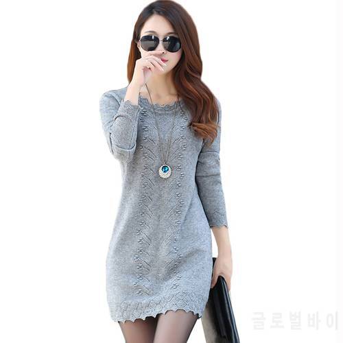 Women Sweaters Dress Pullovers 2020 New Autumn Winter Long Knitted Sweater Knitwear Female Long Sleeve Bottoming Long Dresses