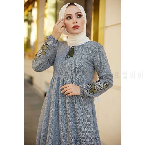 Women Long Dress Winter Abaya امرأة ستر Autumn Arabic Marocian Turkish Dresses Dubai Fashion فساتين Fast Shipping