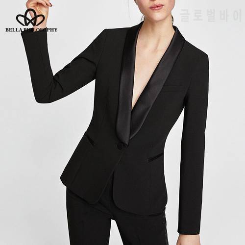 HStar Spring Deep V-Neck Blazers Single Button Female Slim Blazers Casual Formal Office Lady Blazers Outwears 2020